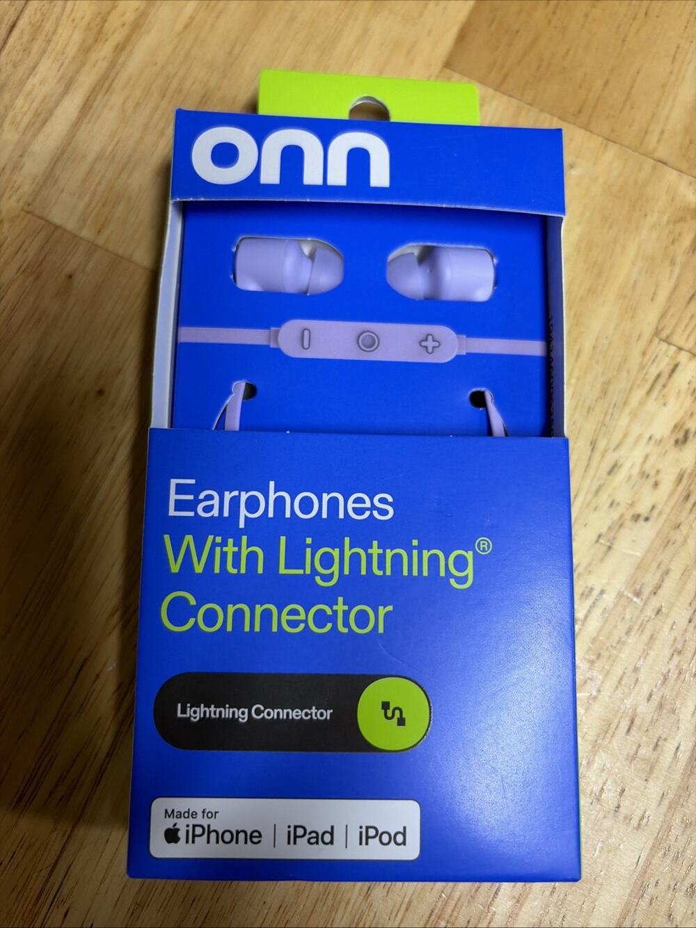 Onn Earphones with Lightning Connector for iPhone iPad iPod Built in Mic Purple